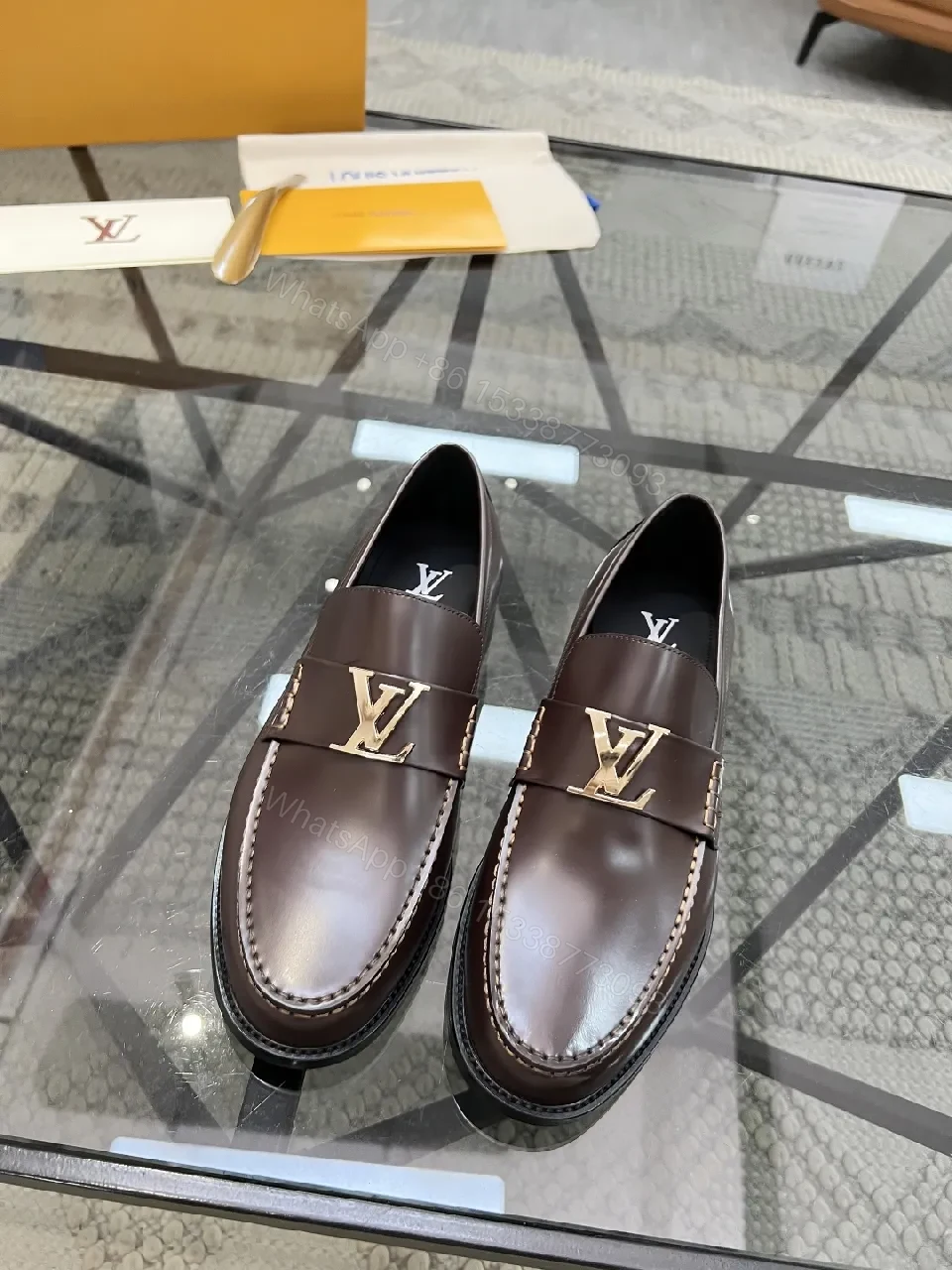 View 3 of Rich Leather Loafers with Signature Hardware, All-Day Comfort