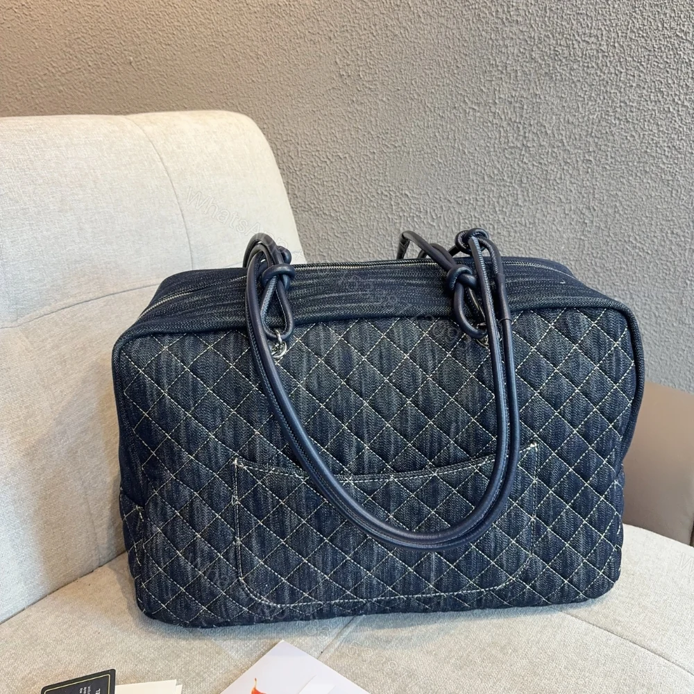 View 5 of Chanel Denim Duffle Bag Blue Denim 40Cm