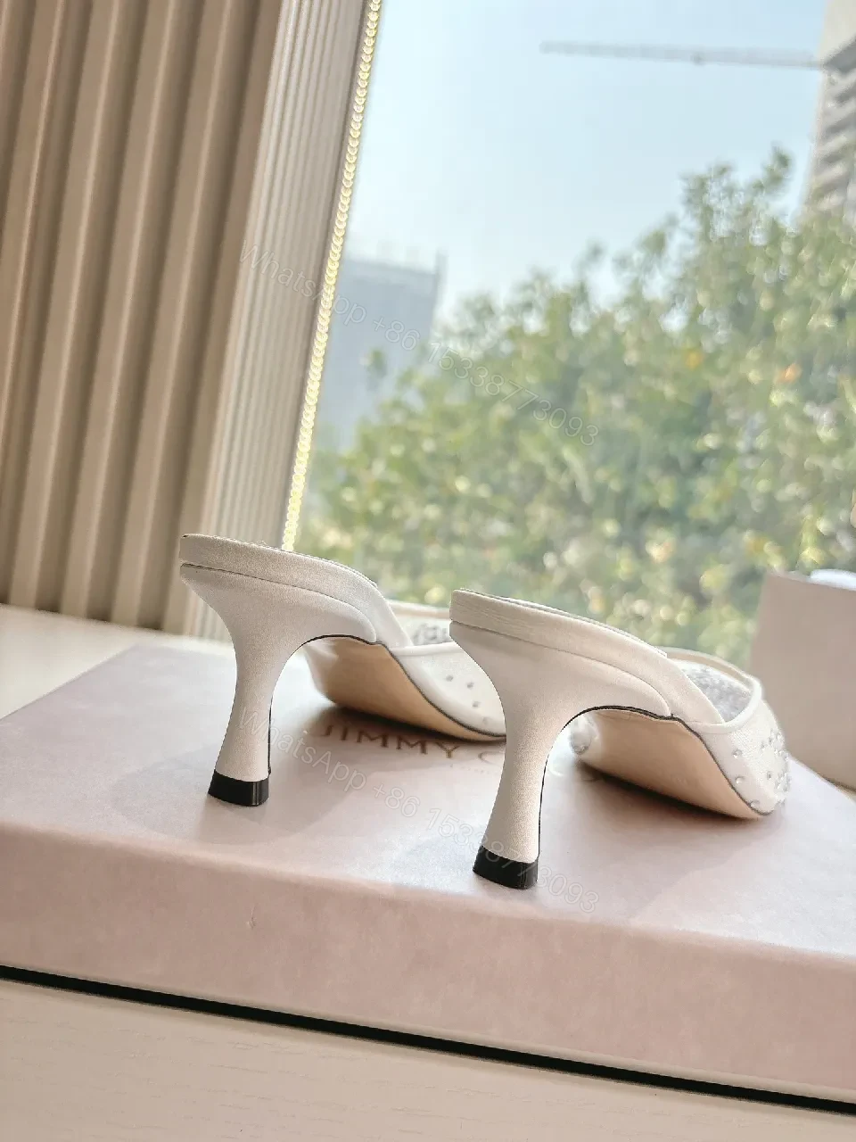 View 6 of Crystal-Embellished Satin Slip-Ons: Evening Glamour Shoes