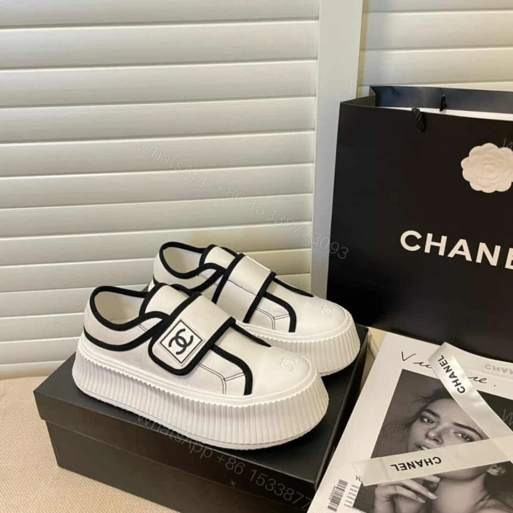 View 6 of Chanel White CC Cap Toe Slipon Sneaker White