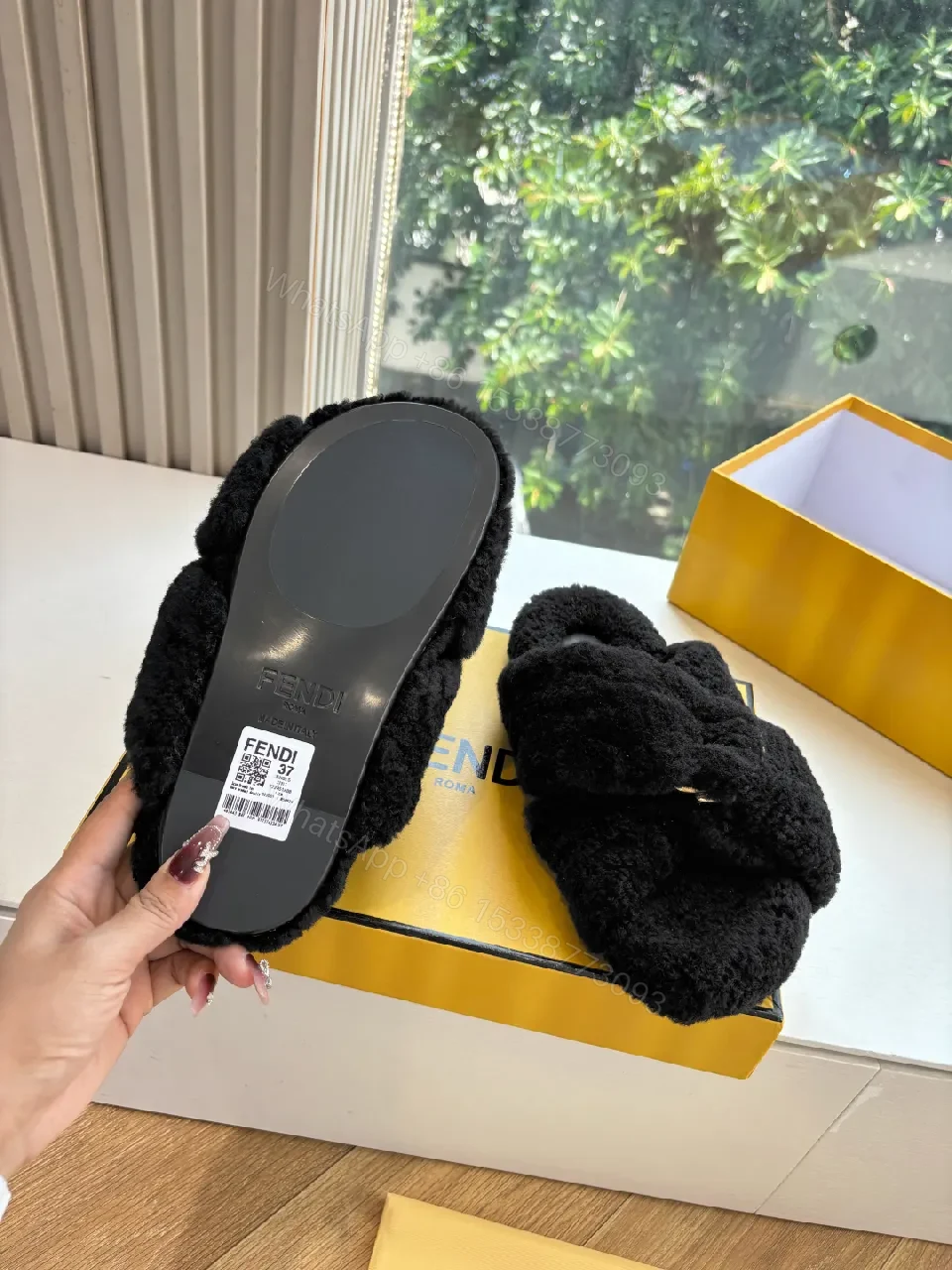 View 4 of Black Faux Fur Slip-Ons: Lux Cozy Couture Comfort