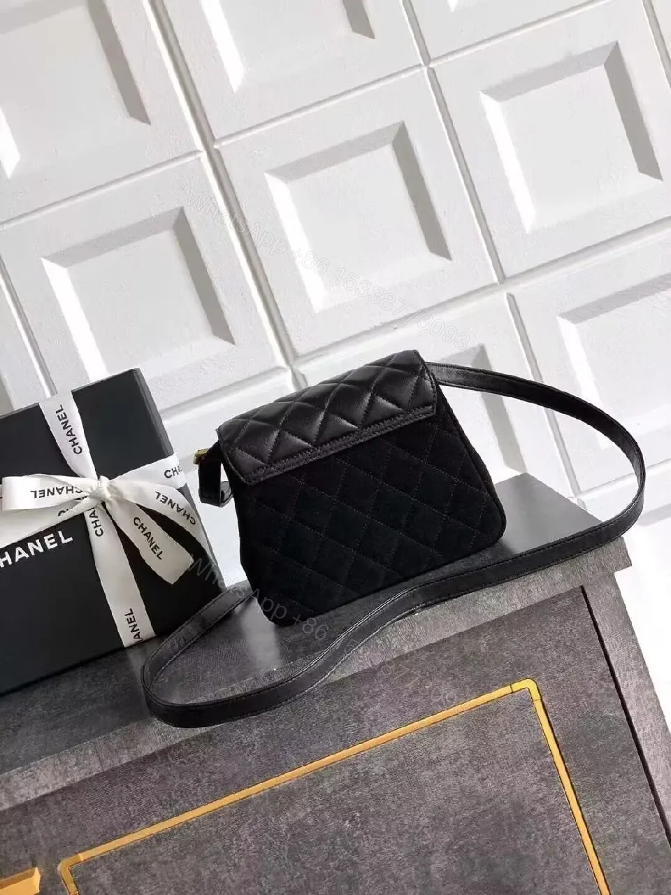 View 3 of Quilted Mini Bag, Gold Hardware, Crossbody Chic, Compact Style Bag