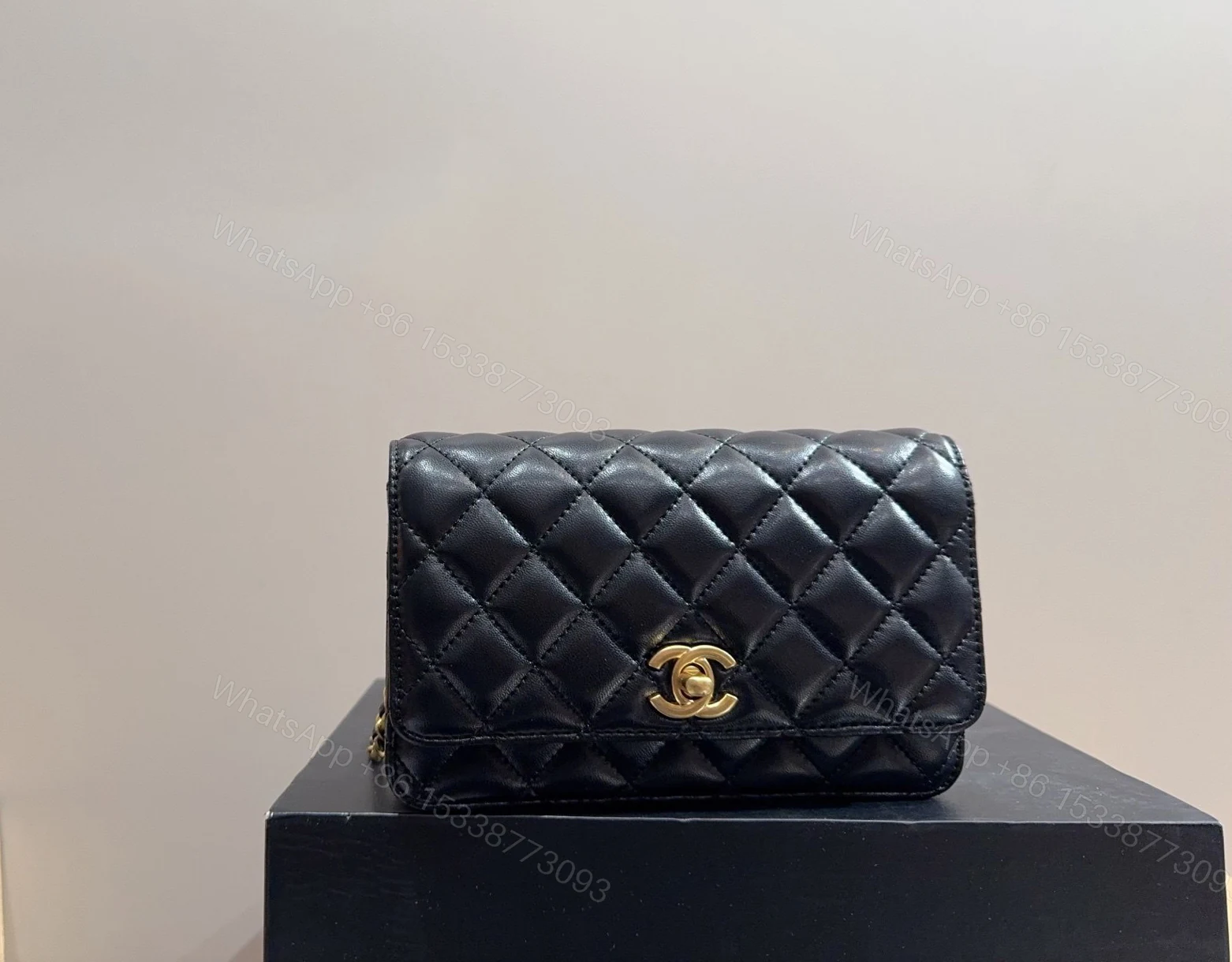 View 6 of CHANEL DIAMOND BALL LAMBSKIN BLACK