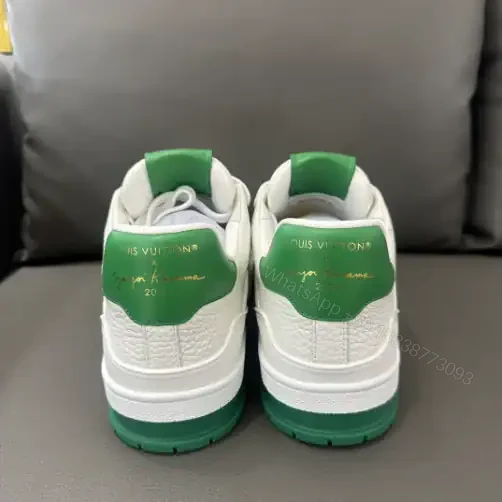 View 6 of LOUIS VUITTON X YAYOI KUSAMA TRAINER CALF LEATHER SNEAKER IN GREEN AND WHITE – LSVT374