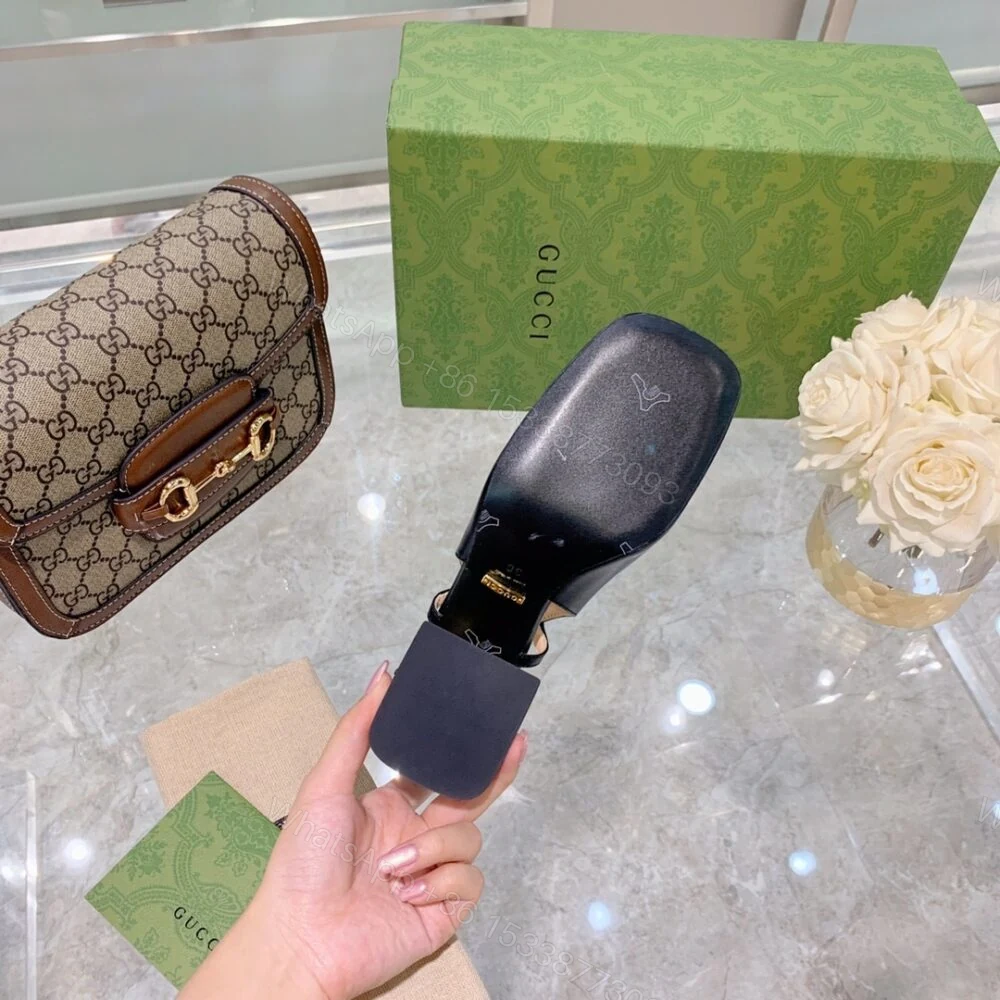 View 6 of Gucci Women’S Mid Heel Slingback With Horsebit Black ‎643892 C9D00 1000