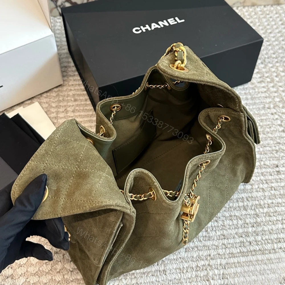 View 5 of Chanel Small 25 Handbag Gold Tone Metal Khaki 26Cm