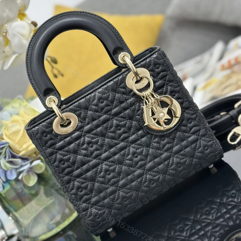 View 5 of 高仿Dior*Lady系列M053M900小羊皮手袋幸運星黑色小號免檢版