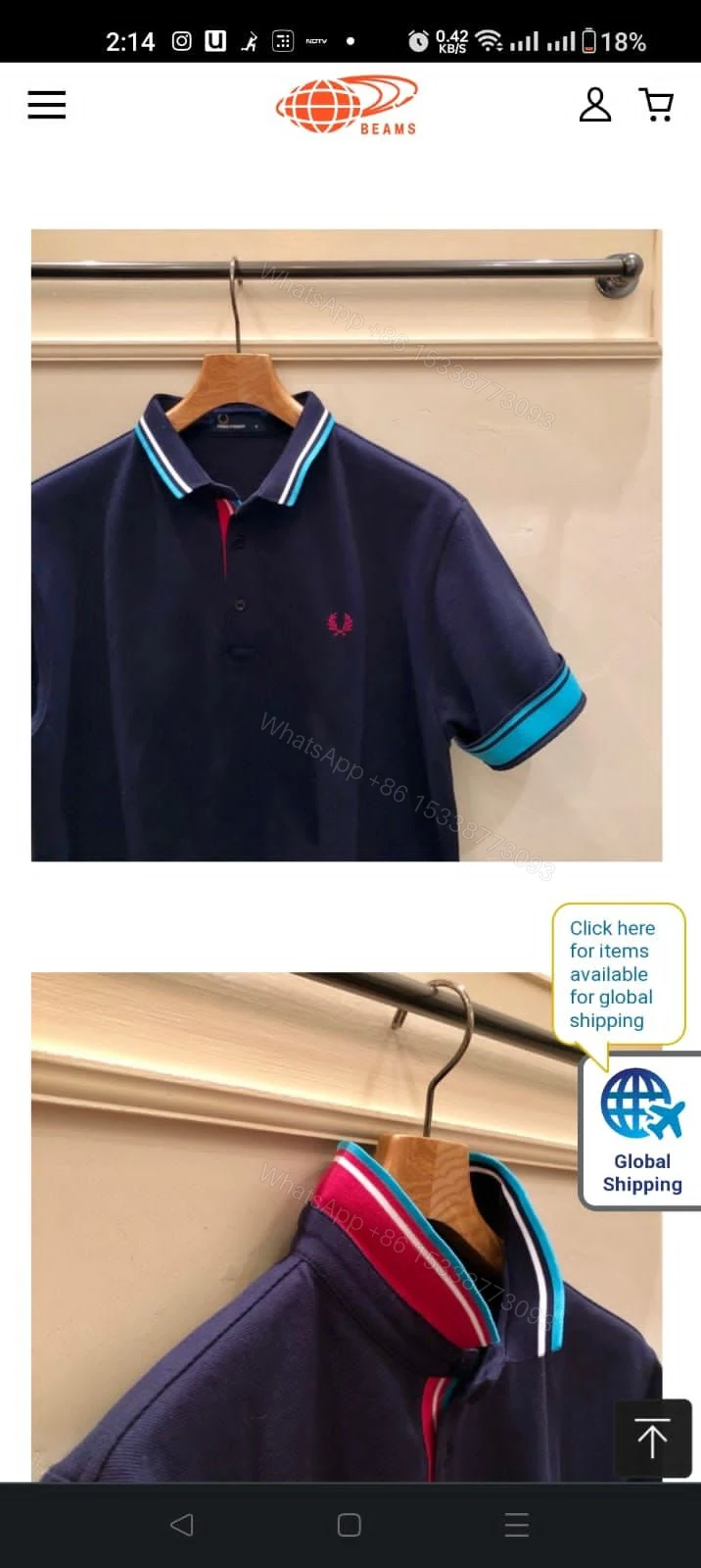 View 2 of FIRST COPY FRED SHIPMENT JACQUARD TIPPED POLOS T-SHIRT