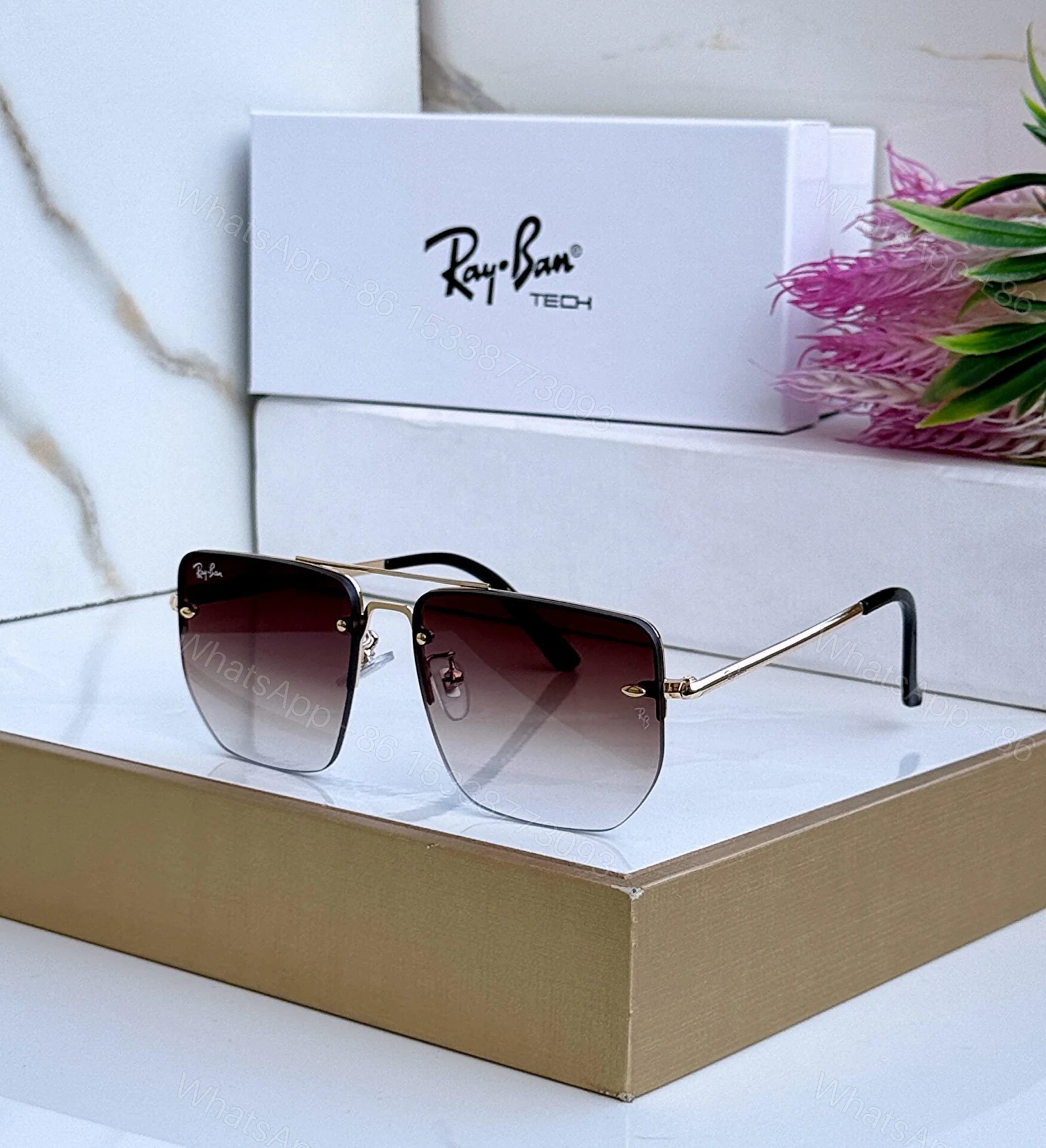 View 5 of Ray-Ban Square Sunglasses Black-Grey Metal Frame