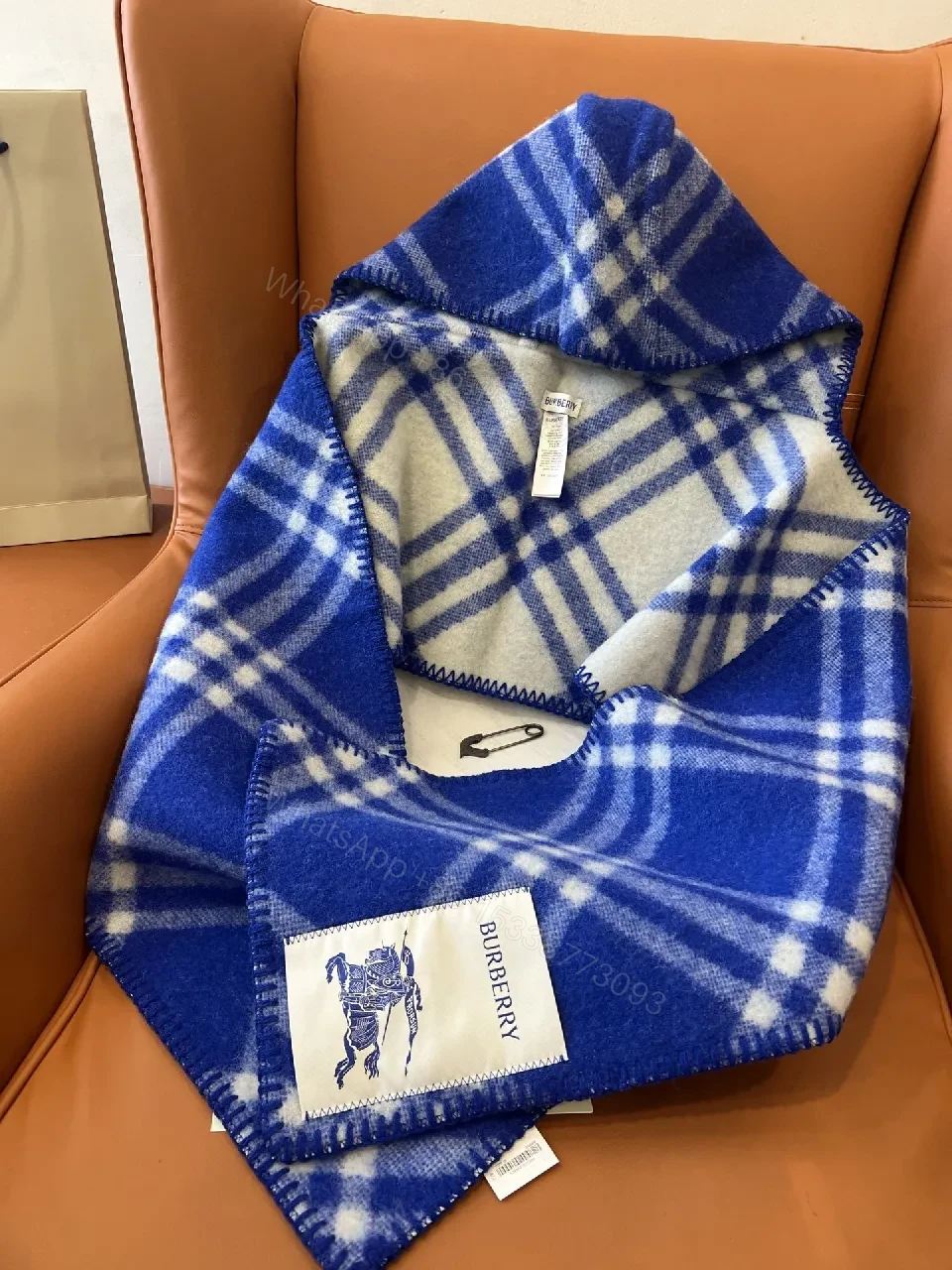 Cozy Blue Plaid Wrap: Luxe Fleece, Multi-Season Warmth — view 1