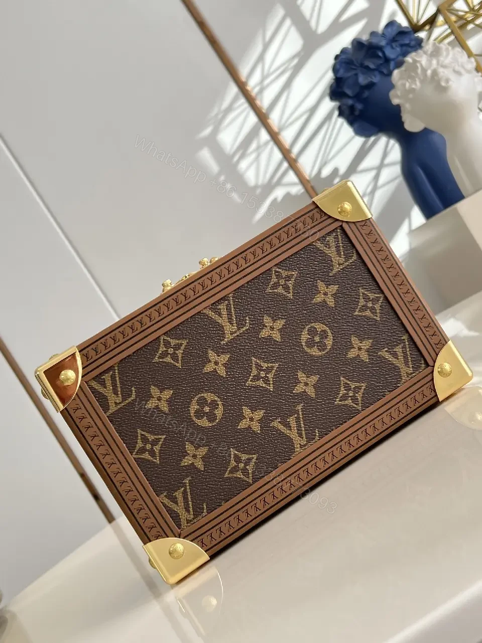 View 5 of Monogram Canvas Clutch with Gold Hardware - Structured Luxe Style