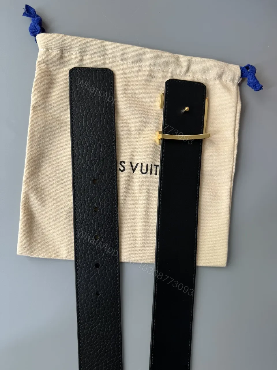 View 5 of Chic Black Leather Belt with Gold Buckle - Luxury Poise