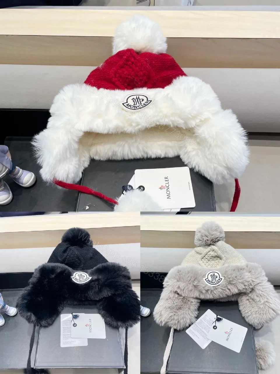 View 6 of Chic Faux-Fur Pom Beanie & Scarf Set, Charcoal, Luxe Warmth