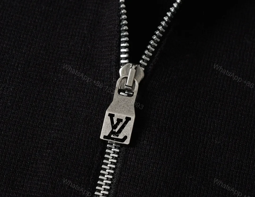 View 8 of Bold Black Zip Jacket with Textured LV Detailing