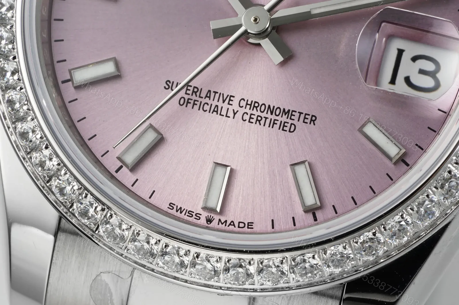 View 5 of Stunning Rolex Datejust 31 Pink Diamond replica 31MM Oyster Bracelet Edition RG-DATEJUST31-PINK-DIAMOND-OYSTER-31