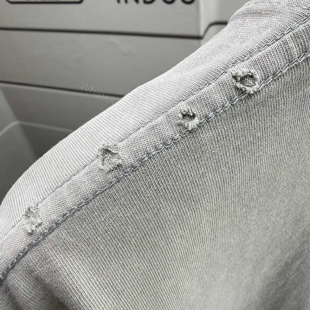 View 4 of Grey Cotton Blend Relaxed Tee with Subtle Logo