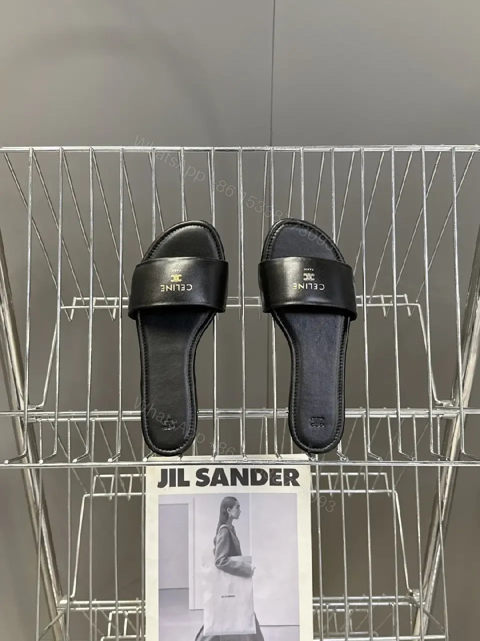 View 4 of Minimal Black Leather Slide – Luxury Minimalist Comfort