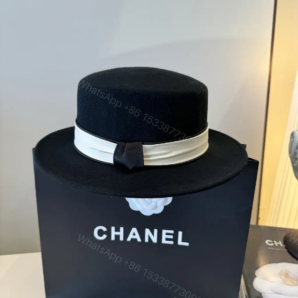 View 3 of Black Felt Fedora with White Satin Band – Designer-Inspired Fedora