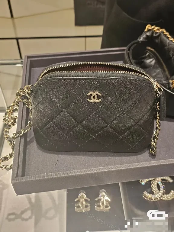 View 2 of Chic Quilted Crossbody: Black Caviar Leather, Minimalist Luxury