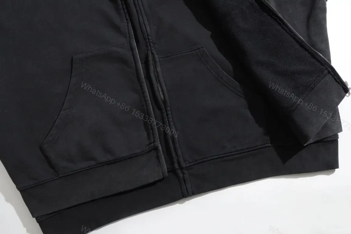 View 7 of Black Zip Hoodie Jacket: Minimalist, All-Season Layering, Durable