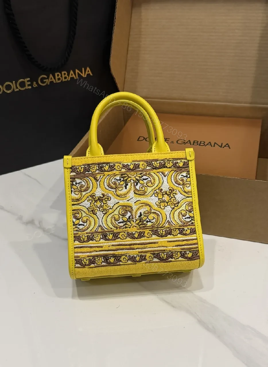 View 7 of Compact Yellow Embroidered Handbag: Bold Baroque Style