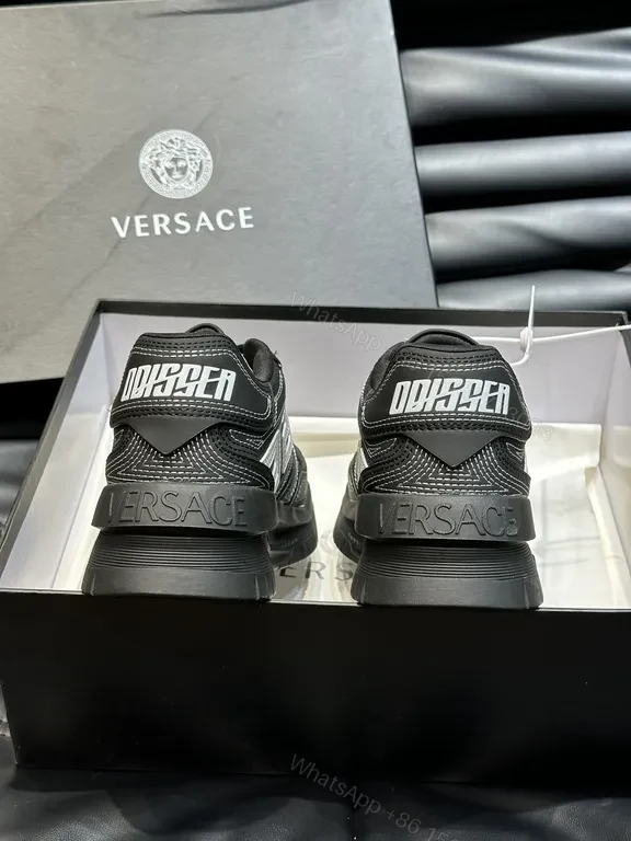View 5 of Versace-Inspired London Runner Sneakers: Black, Premium Leather