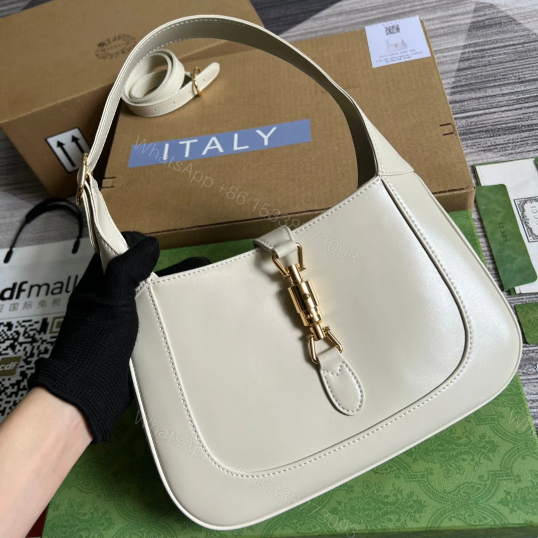 View 2 of GG JACKIE SMALL 28 SHOULDER BAG IN WHITE CALFSKIN