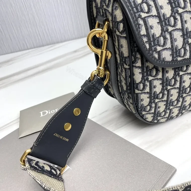 View 8 of Dior Oblique Mini Saddle Bag â€“ Gold Hardware, Leather Trim, Crossbody