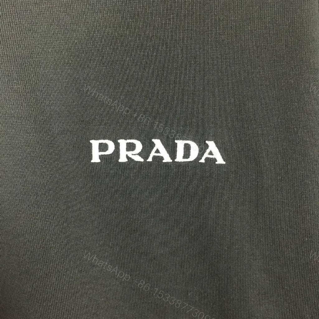 View 8 of Black Jersey Hooded Tee with Minimal Prada Detail