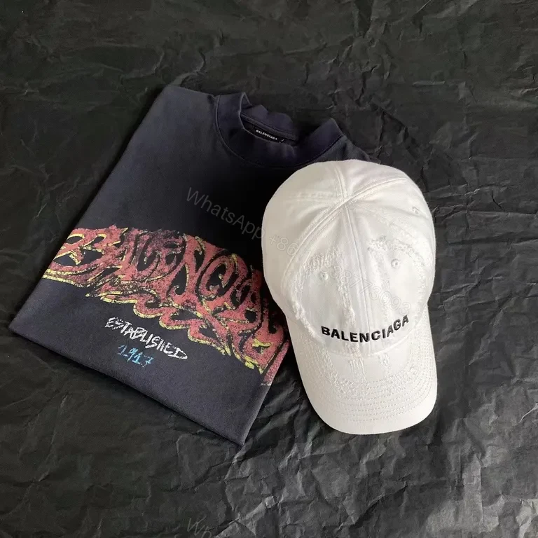 View 5 of Iconic White Balenciaga Logo Cap: Premium Cotton Twill Cap