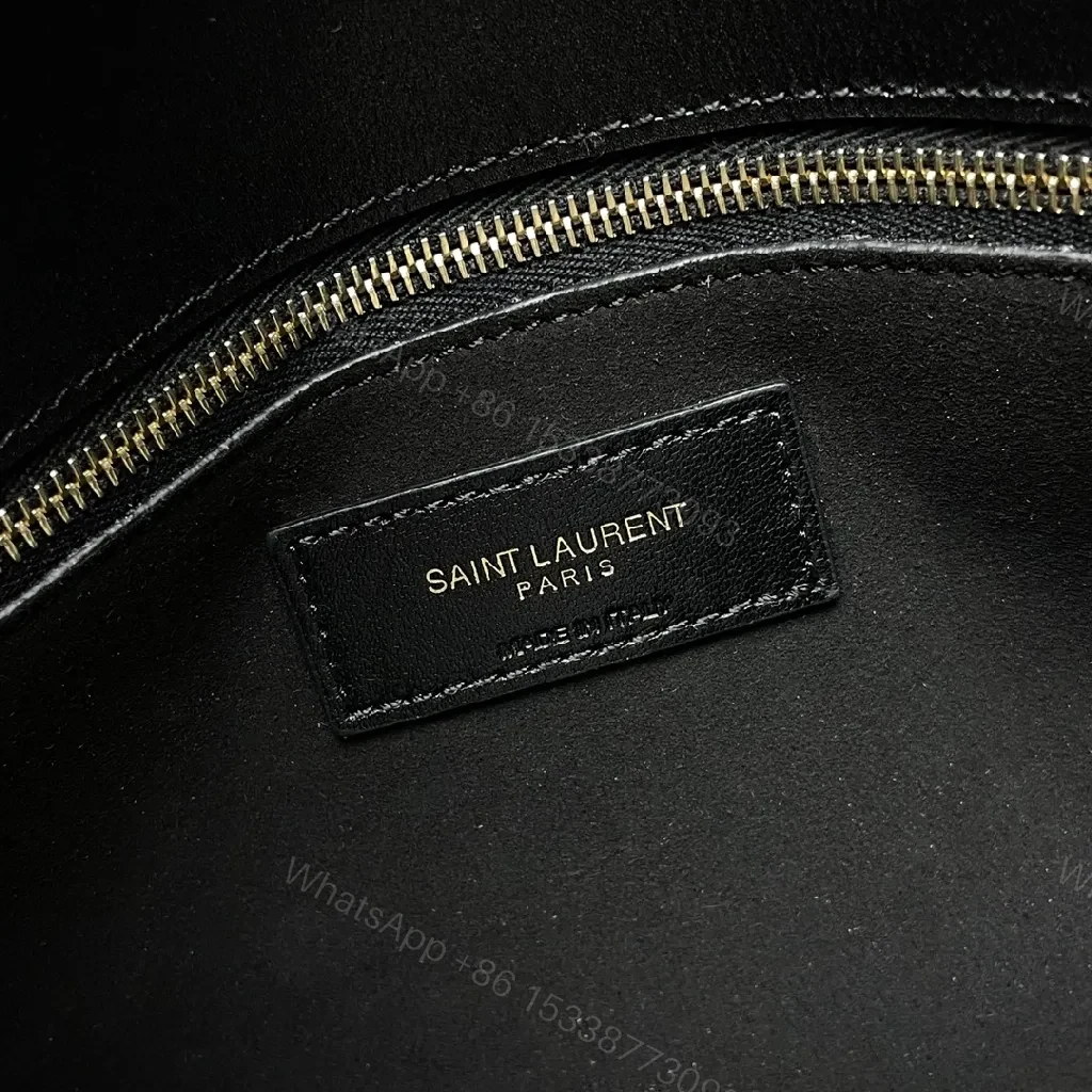View 2 of Black Leather Crossbody: Ultra-Sleek, Gold Accent, Structured Utility Bag