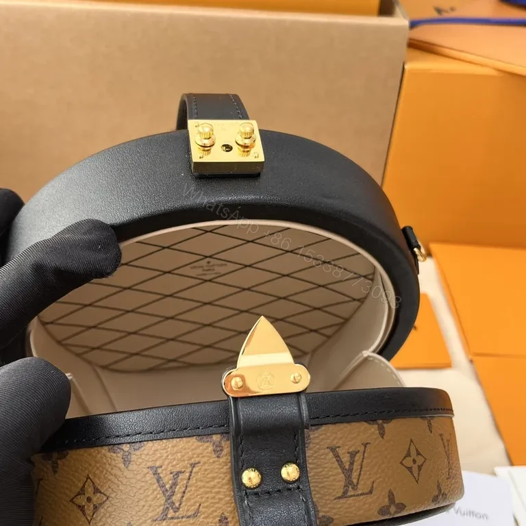 View 4 of Beige Monogram Round Bag â€“ Leather Trim, Crossbody Chic