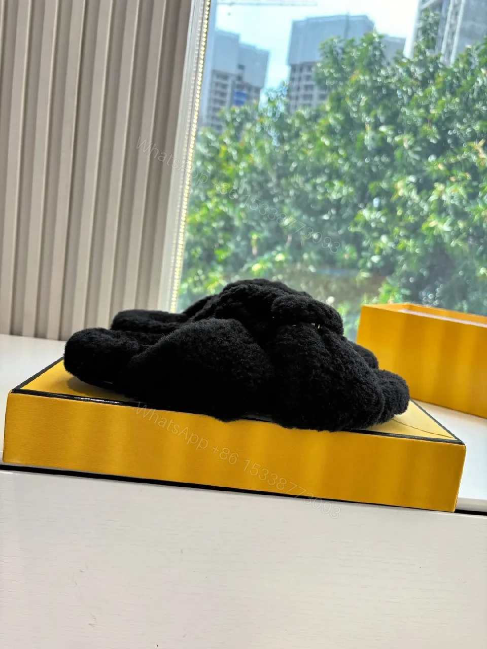 View 7 of Black Faux Fur Slip-Ons: Lux Cozy Couture Comfort