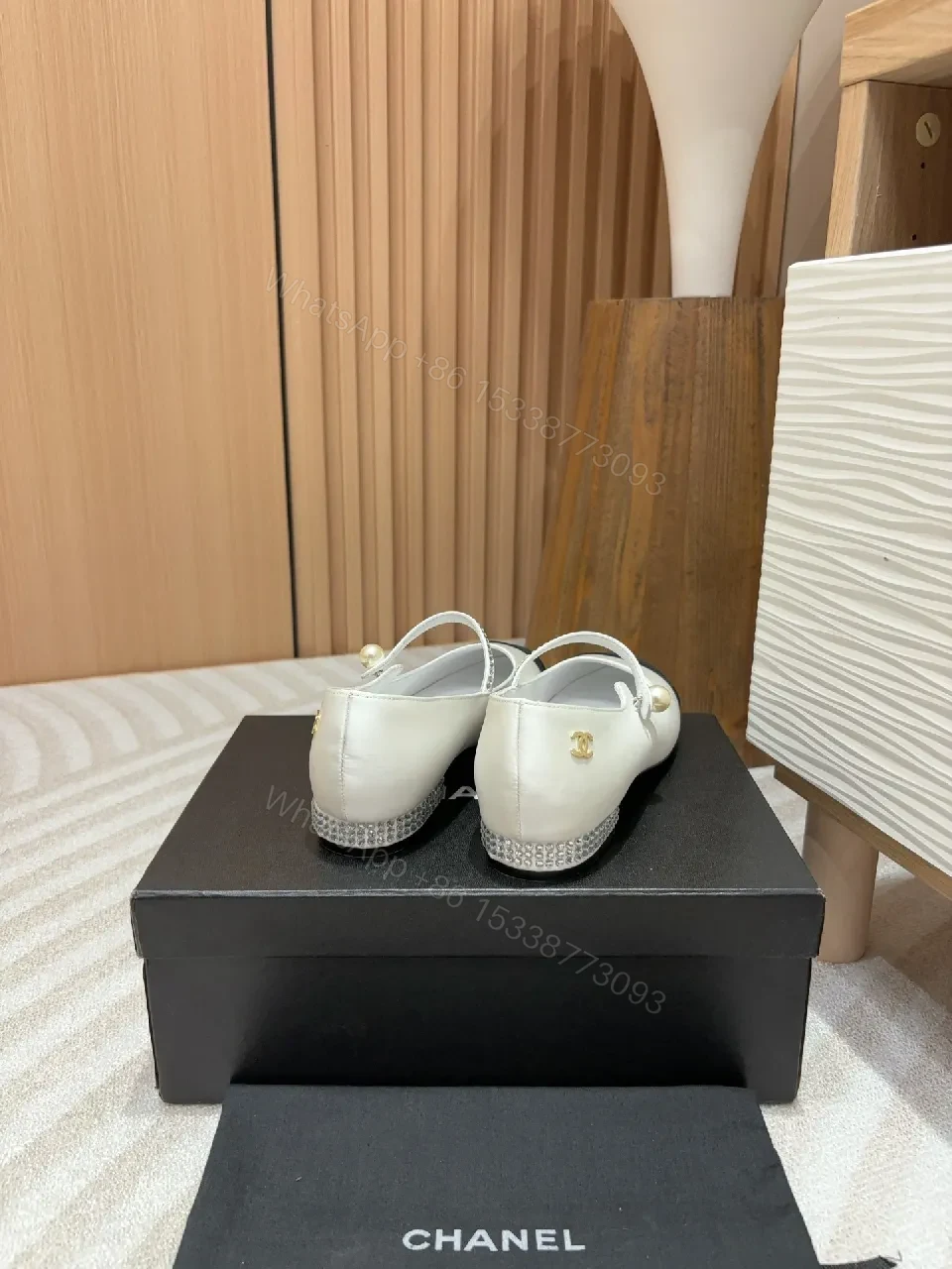 View 2 of Two-Tone Pearl-Accent Mary Jane Flats