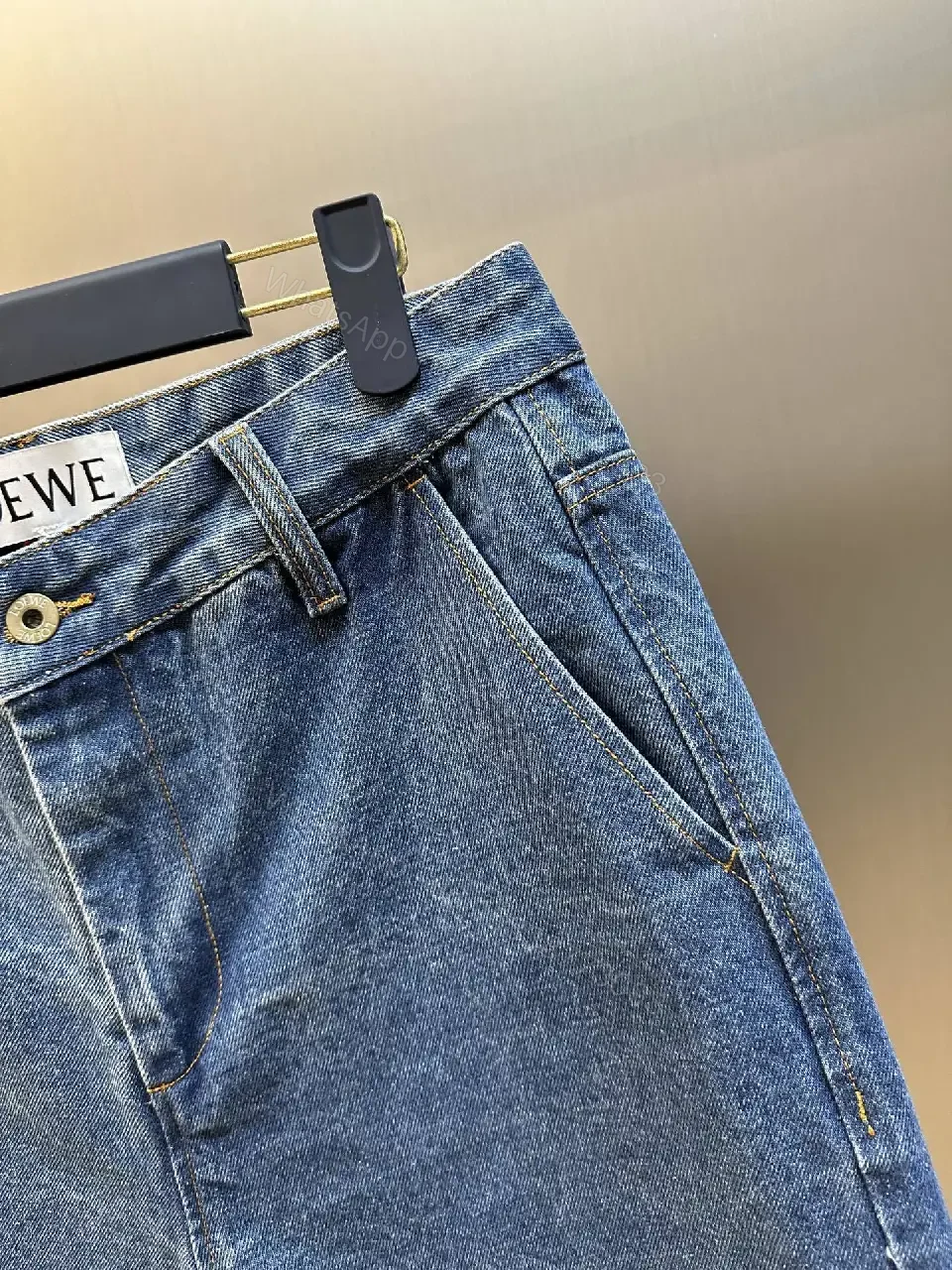 View 10 of Denim Shorts: White Embroidered Logo, Relaxed Fit, Luxe Style