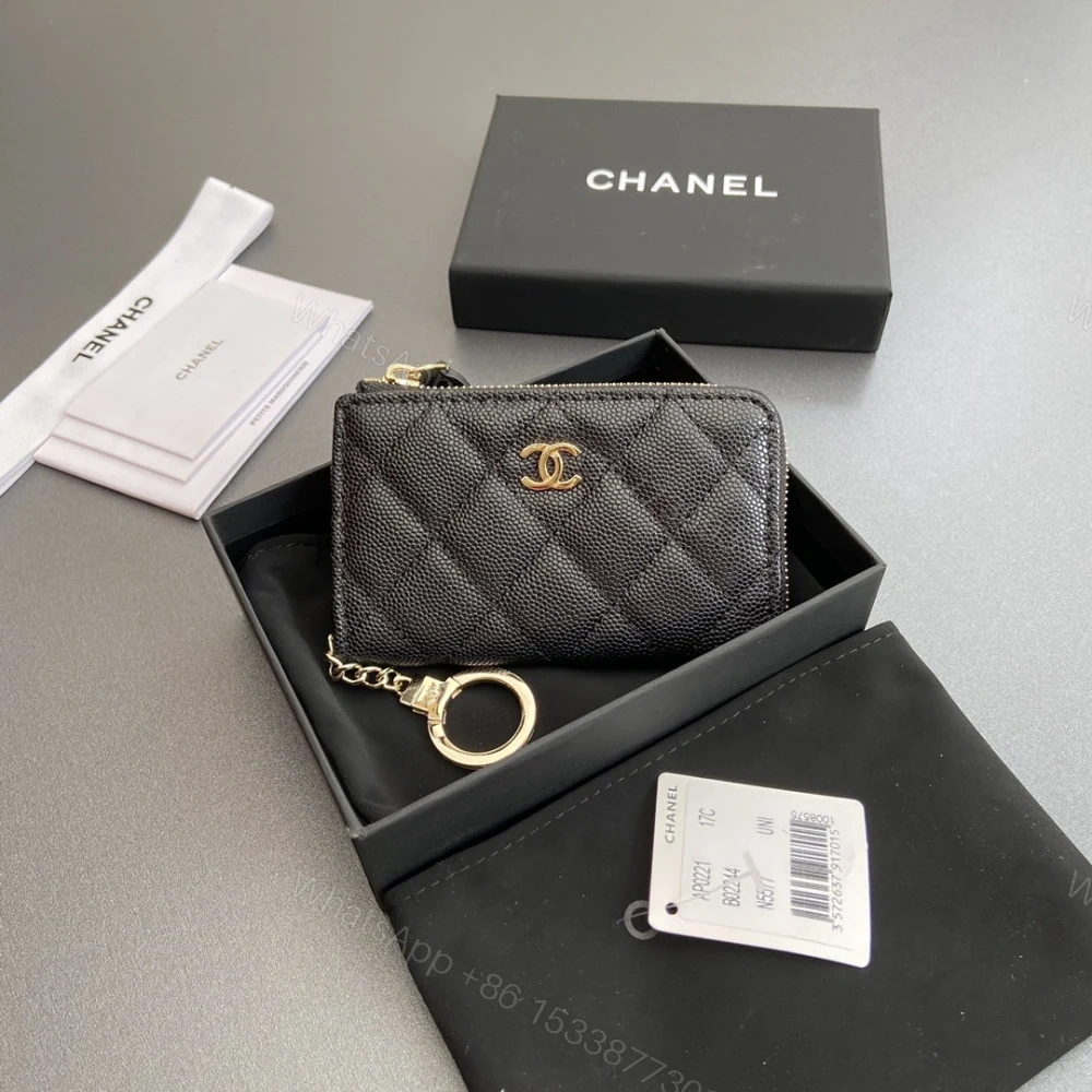 高仿Chanel*AP0223零錢包黑色魚子醬金扣免檢版 — view 1