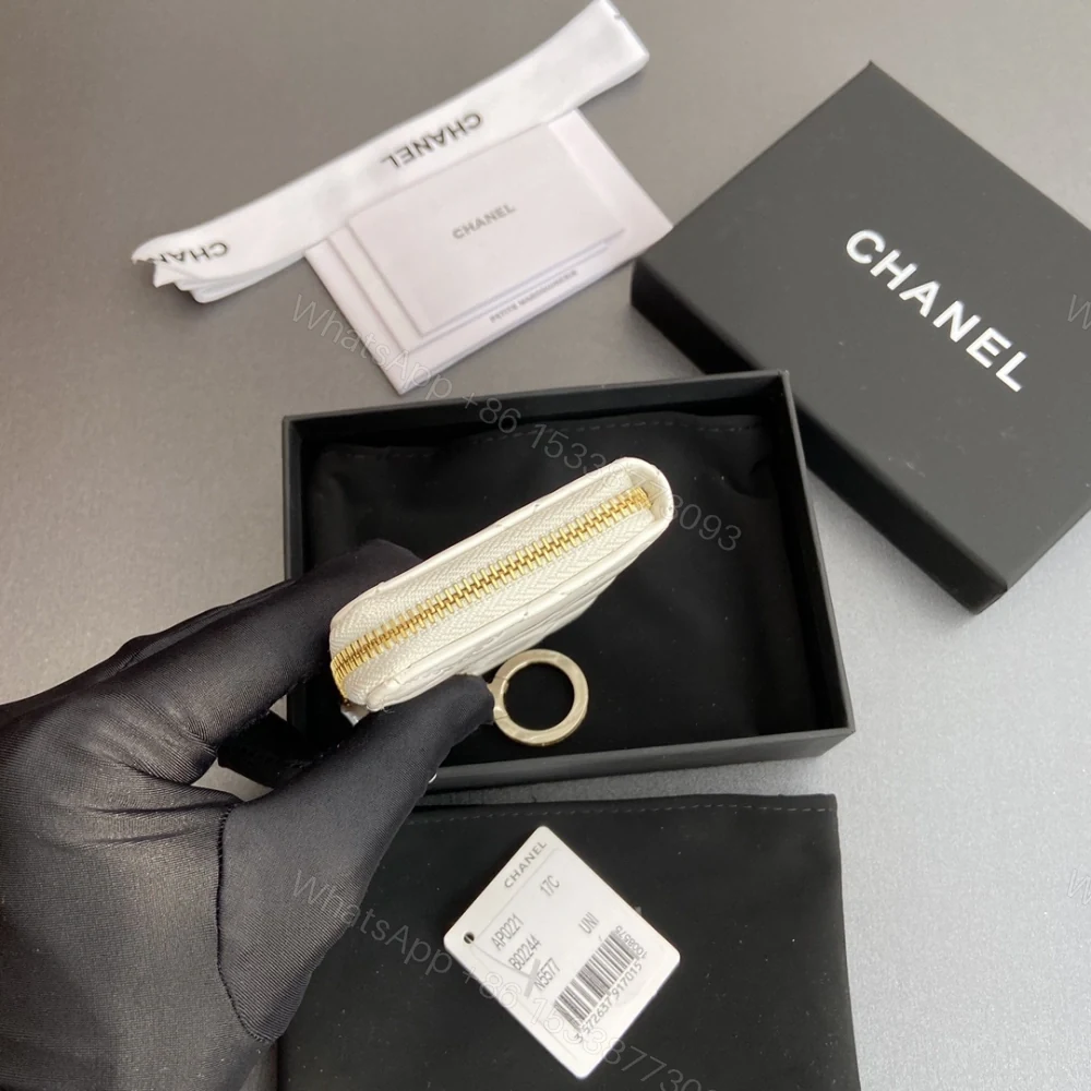 View 4 of 高仿Chanel*AP0221零錢包白色漆皮金扣免檢版