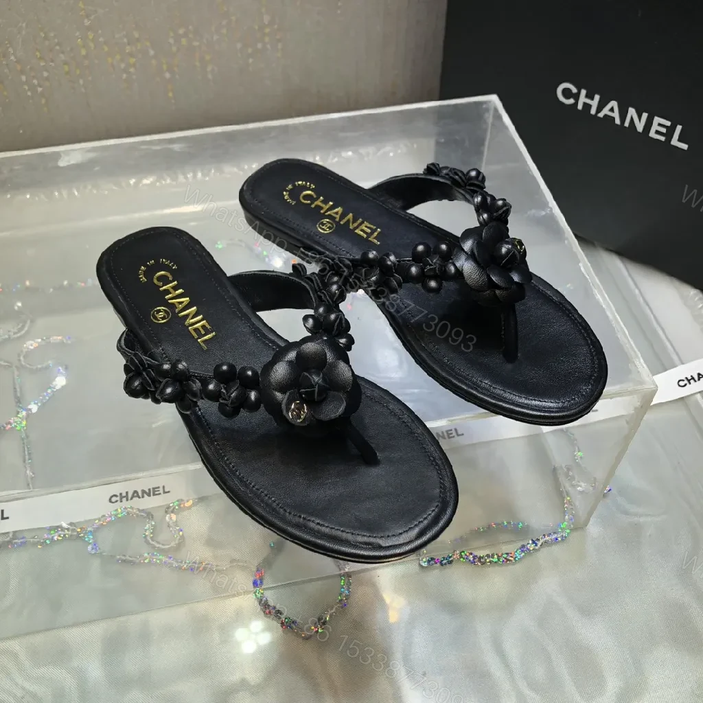 View 6 of Black Leather-Feel Floral Slip-Ons with Luxe Accents