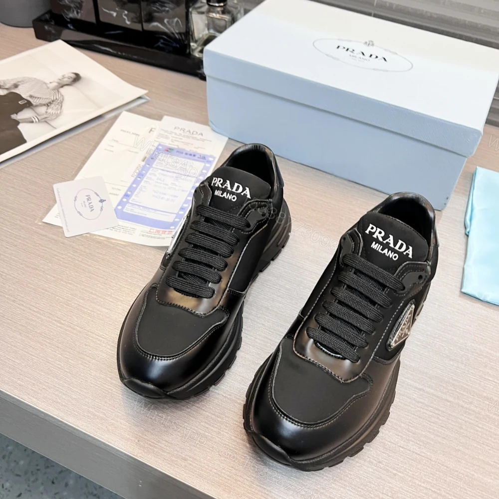 View 4 of Prada Prax 01 Re Nylon And Brushed Leather Sneaker Black 2EE369 3LF5 F0632 F G000