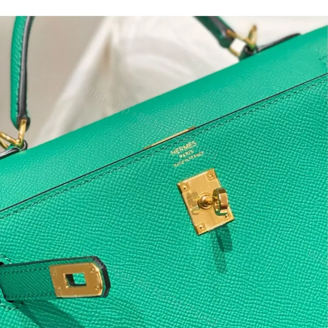 View 7 of Replica Hermes Kelly 25cm Sellier Bag In Vert Jade Epsom Leather