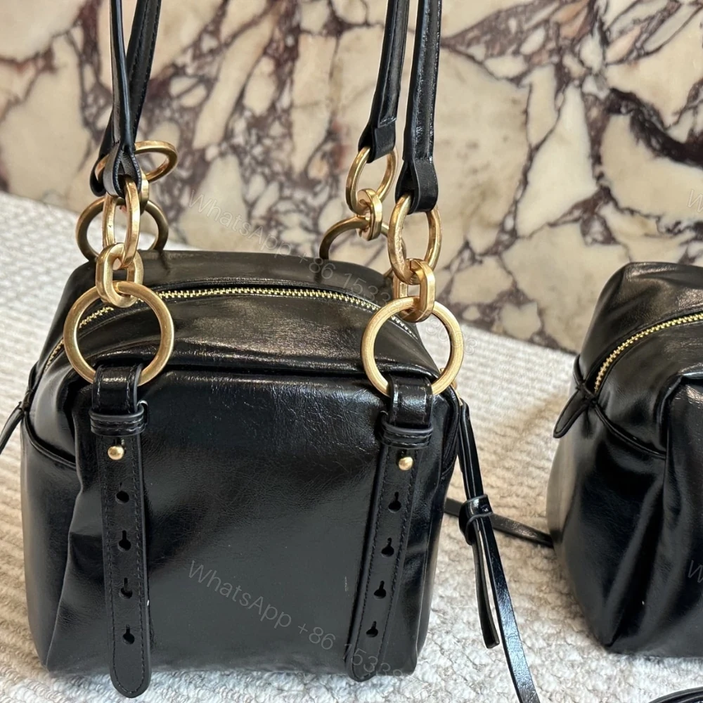 View 5 of PRADA DANGLE LEATHER TOP HANDLE MINI BAG BLACK 16CM 1BB137 2CYR F0002 V OOO
