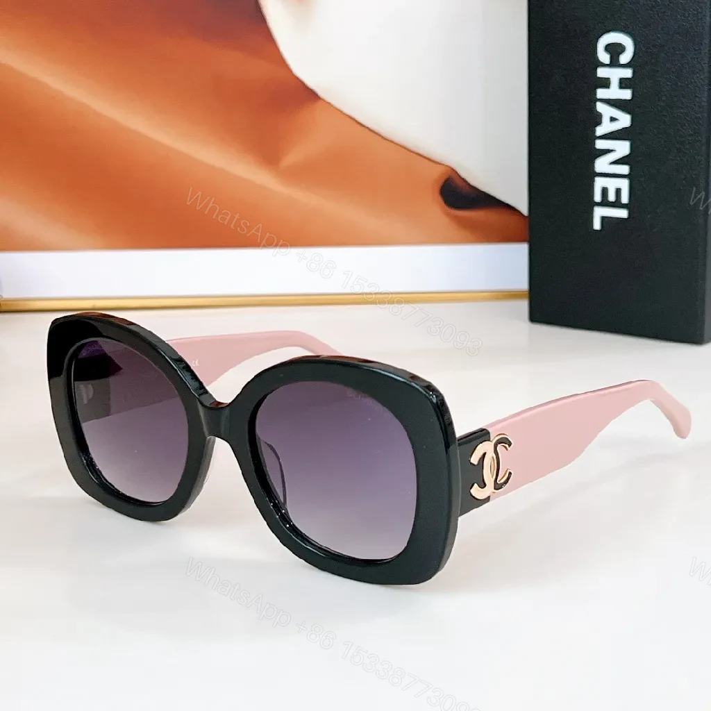 View 8 of Black Acetate Oversize Sunglasses – Gold Logo, UV 400