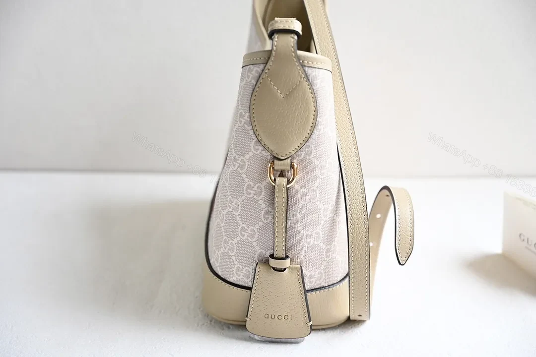 View 4 of Beige Canvas + Leather Tote: Structured Signature Everyday Luxury