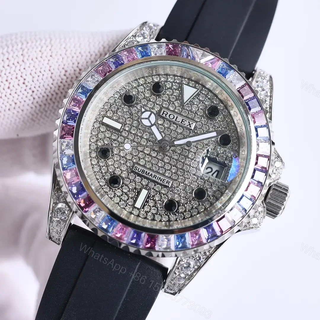 View 3 of Best Rolex Submariner rainbow replica 40MM Pavé Dial Black Rubber Strap Edition RG-SUB-RAINBOW-PAVE-RUBBER-40