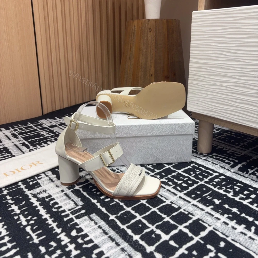 View 9 of 高仿Dior*Dway3系列KDO182高跟刺繡涼鞋白色免檢版