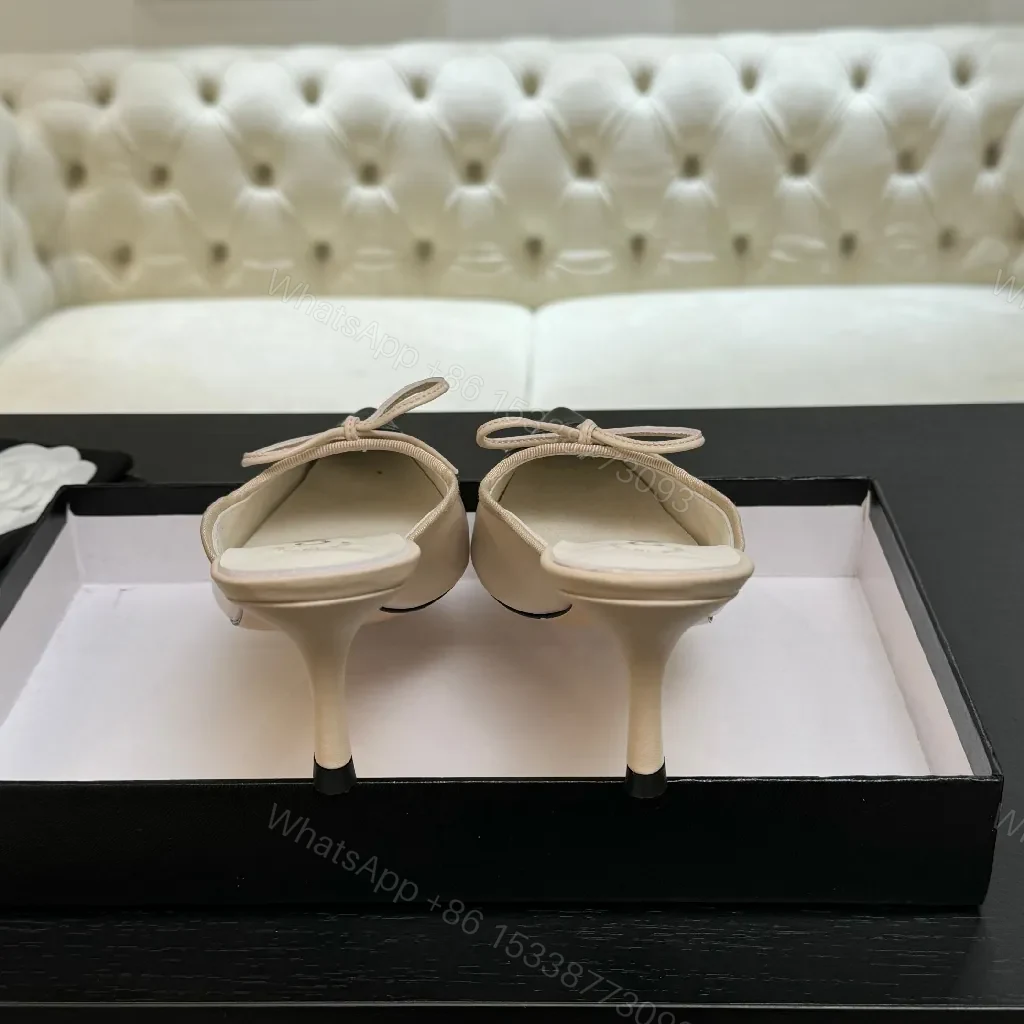 View 3 of Two-Tone Ivory/Black Slingback Heels — Modern Couture Comfort