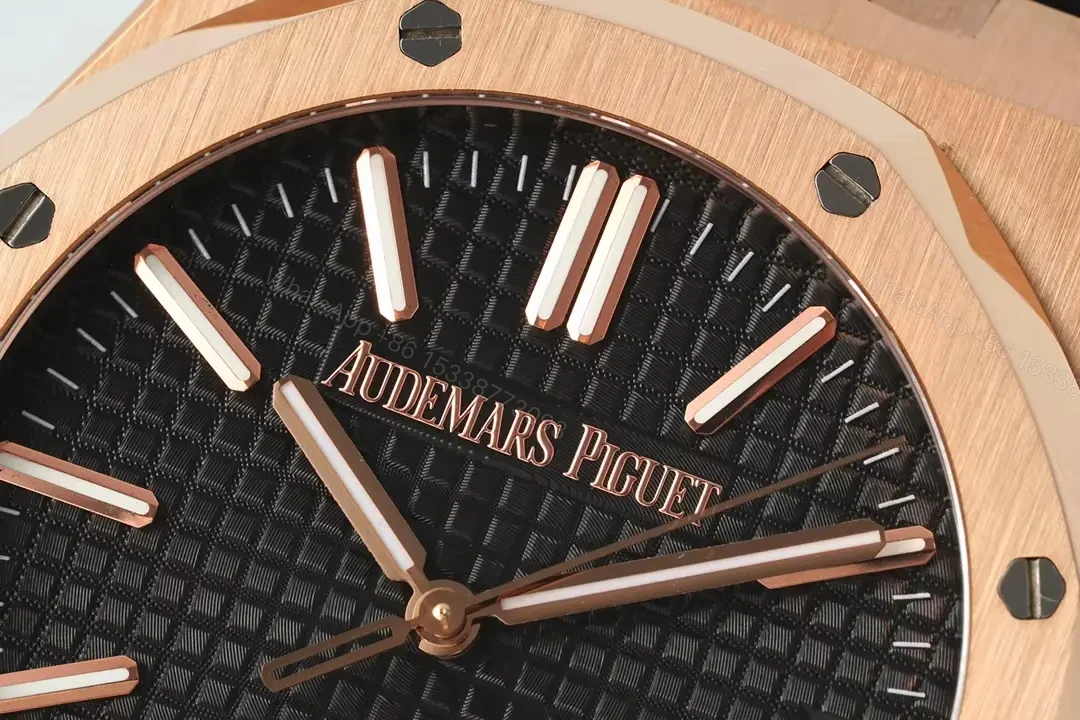 View 4 of Audemars Piguet Royal Oak 15510 Watch 41MM Rose Gold Case Black Dial Black Leather Strap Ultimate Edition AP-RO-15510-RG-BLK-LTH-41