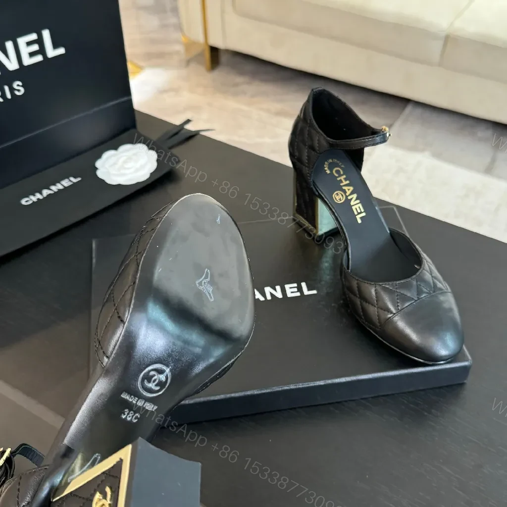 View 5 of Quilted Ankle-Height Pumps + Subtle Shine, Black, Heels, Couture-Inspired