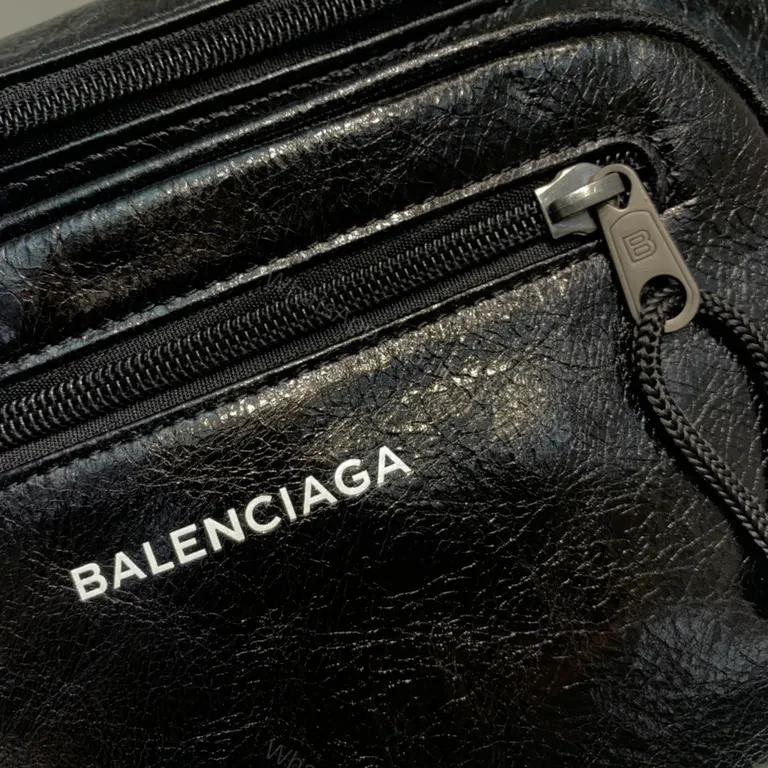 View 2 of Sleek Black Leather Belt Bag - Ultra-Refined Utility