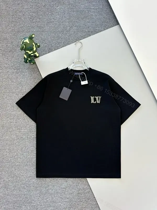 Black Crystal-Embellished LV Tee: Premium Minimalist Style — view 1